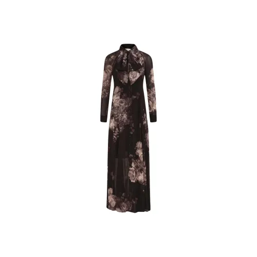 Zimmermann FW25 Длинное платье с длинными рукавами женское