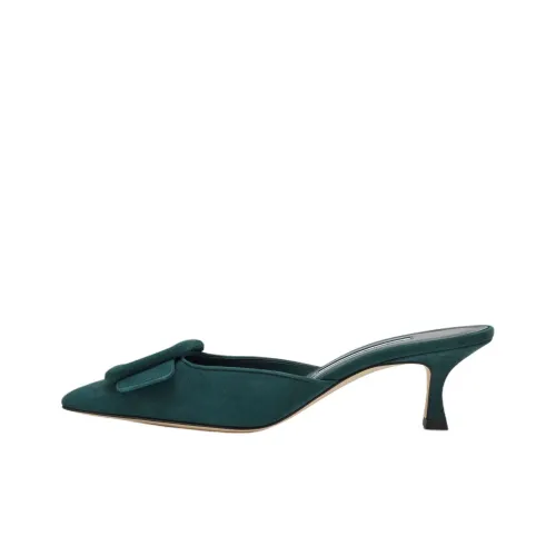 MANOLO BLAHNIK Нет Особенный Эффект Домашние тапочки Женские Зеленый