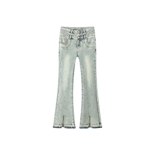CHUU Medium Denim Blue Women's Jeans CHUU Средний деним синий женский джинсы