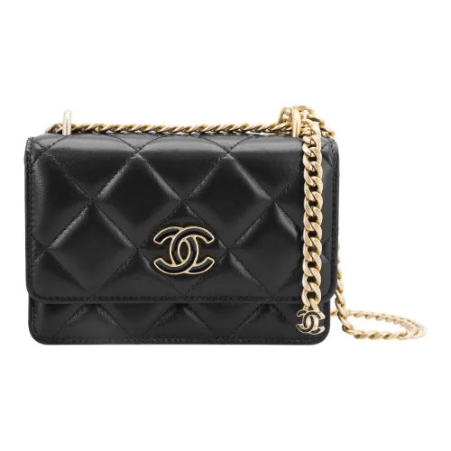 CHANEL WOC Металл Овчина Одно плечо Через плечо Клатч Женский Черный