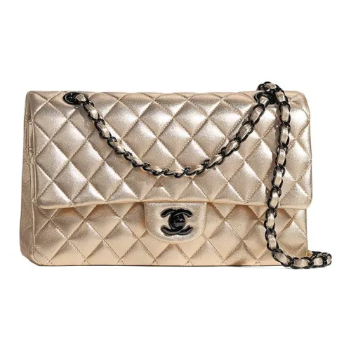 CHANEL Classic Flap CF Lambskin Crossbody Bag Women's Gold