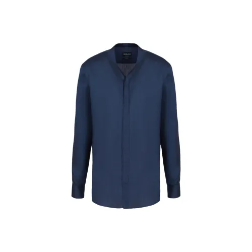 GIORGIO ARMANI Blue Men's Shirts GIORGIO ARMANI Синие Мужские Рубашки