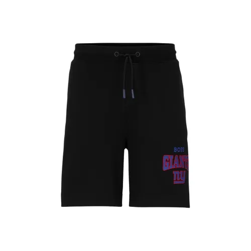 Hugo Boss X NFL Cotton Terry Шорты с совместным брендингом Повседневные шорты Мужские Черные