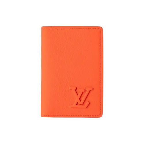 LOUIS VUITTON Pocket Organizer Aerogram Кожа Money Clip Кошелек Картхолдер Унисекс Оранжевый