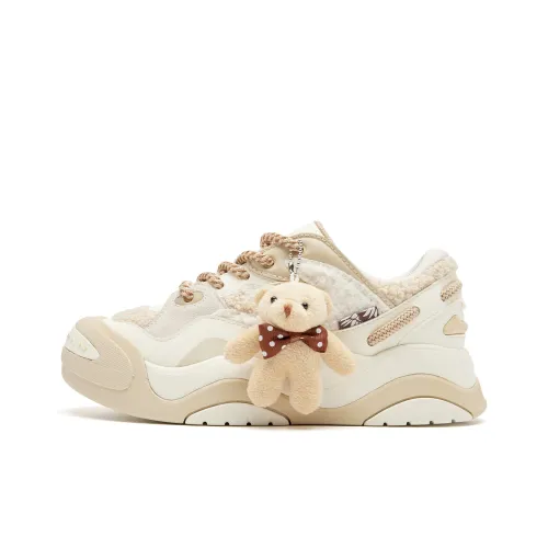 QIAODAN Панда С принтом Скейтборд Кроссовки Низкие Топ Слоновая кость Белый Березовый Хаки Женские