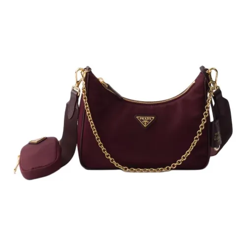 PRADA RE Edition Re Нейлоновая ткань Сумка через плечо Сумка на плечо Стандартная Женская Бордовый красный