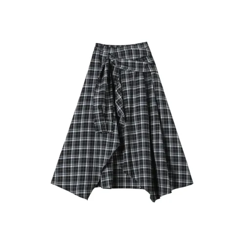 AHDO Черно-белая клетка Женские Повседневные Длинные Юбки