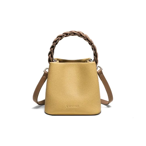 C°BANNER Коровья кожа Ведрообразная сумка Сумка через плечо Сумка среднего размера Женская Лимон