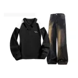 Черный топ + Черные брюки