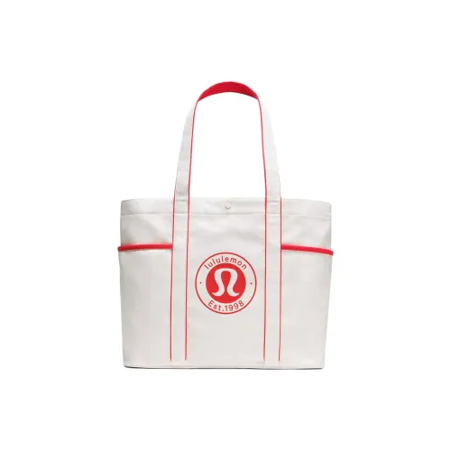 Lululemon Хлопок Плечевая сумка Стандартная Женская Естественный и Красный