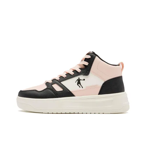 QIAODAN Little White Dragon Скейтборд Кроссовки Высокие Цвет Морской Раковины Розовый Черный Женские