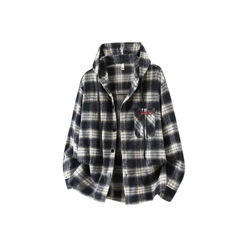 HOKLV Черная рубашка в клетку унисекс