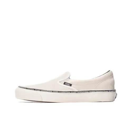 Stussy x Vans Classic Slip On Скейтборд Кроссовки Мужские Белые