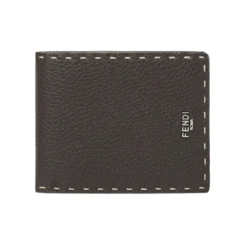 FENDI Кошелек SelleriaКошелек В Два Сложения Selleria Коричневого Цвета, Прошитый Вручную 132 Стежками