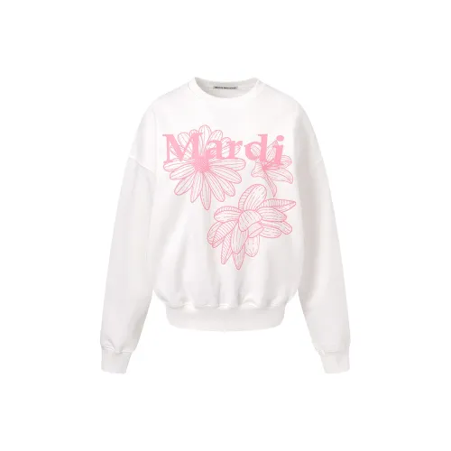MARDI MERCREDI Three Flowers Collection SS25 Свитшот Корейский стиль Женская Белый Розовый