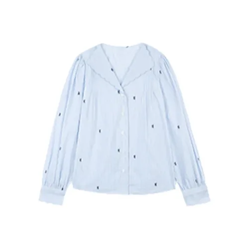 Nov elist Island Blue Stripes Women's Shirts