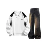 Белый топ+черные брюки