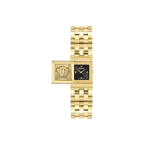 VERSACE Greca Женские часы Кварцевый механизм Ремешок из нержавеющей стали 25*18 мм Черный циферблат