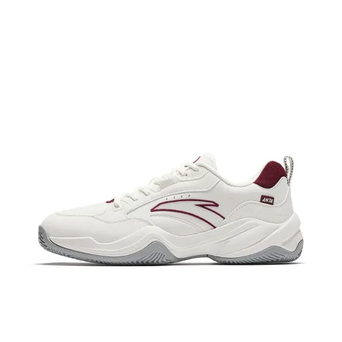 ANTA Амортизация Износостойкие Низкие Кроссовки для Тениса Мужские Цвет Слоновая Кость Розовый Красный