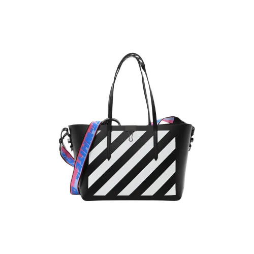 Off Белый Натуральная кожа Тоут Сумка Сумка для покупок Сумка на одно плечо Средний Женская Черный Белый