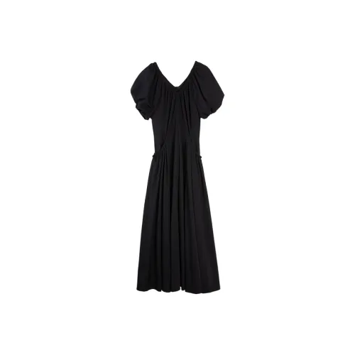 ELLE Черные Женские Короткие Платья с Короткими Рукавами