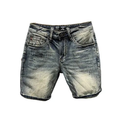 JIKENDI Blue Men's Denim Shorts JIKENDI Синий Мужские Джинсовые Шорты