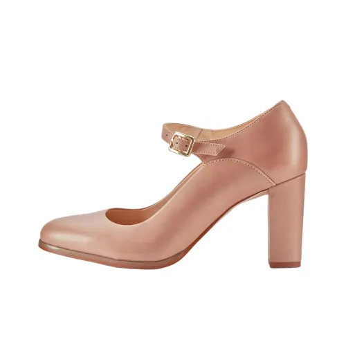 Clarks Kaylin Alba Грубый каблук Мэри Джейн 8 см Женские Светло-розовые