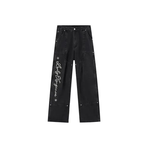 XINYINSU Черные Унисекс Джинсы