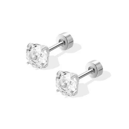 LELC Титановые стальные серьги-гвоздики женские