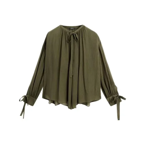 Massimo Dutti Темно-зеленые женские рубашки