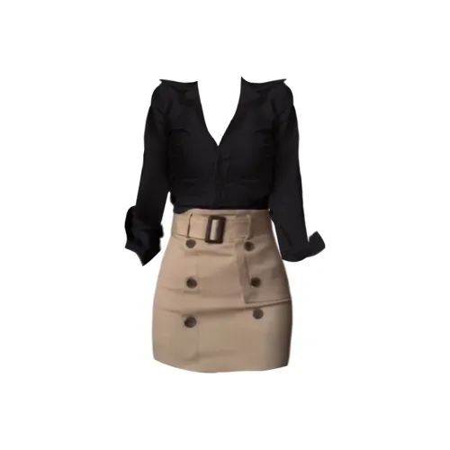 HAITA BUTTONS Дизайн Юбка-бодикон Горячая девушка Комплект с юбкой Женские