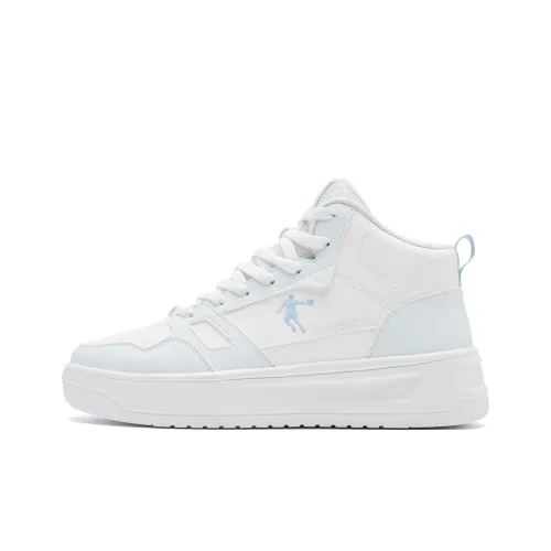 QIAODAN Little White Dragon Скейтборд Кроссовки Высокие Джордан Белый Марля Синий Женские