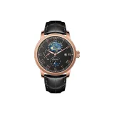 Розовый корпус, черный циферблат, черный ремешок