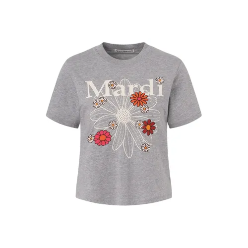 MARDI MERCREDI SS25 T-рубашка Женская Серый Айвори Корейский стиль