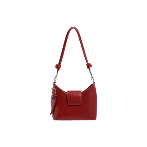 PESASRIE Сумка через плечо из синтетической кожи обычная женская бордового цвета