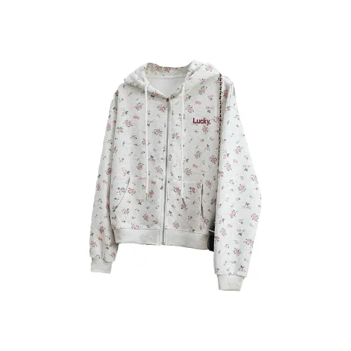 TOUCH Укороченная Куртка Женская Серого цвета с Розовым Принт