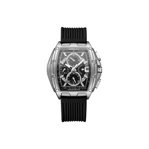 CRRJU Кварцевый механизм силиконовый ремешок мужские часы зеленый циферблат