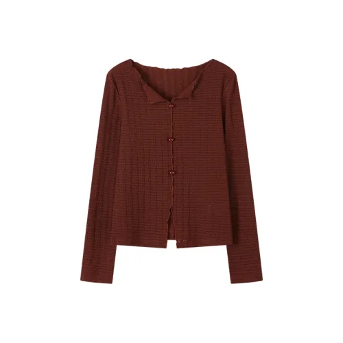 MOHANYIMEI Вишнево-красные Женские T-рубашки