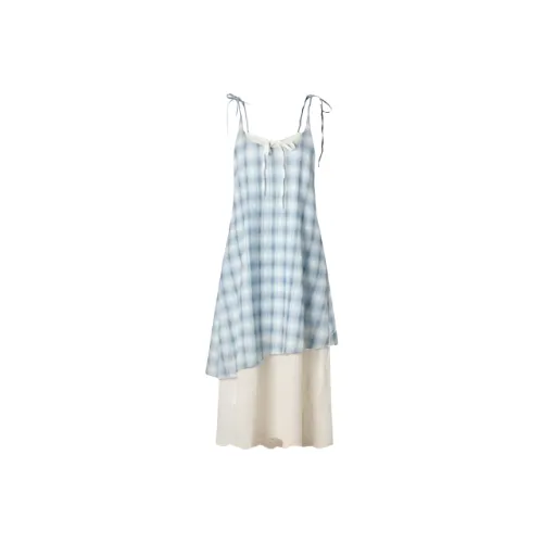 Wang Leshi Синий Женские Слип-платья