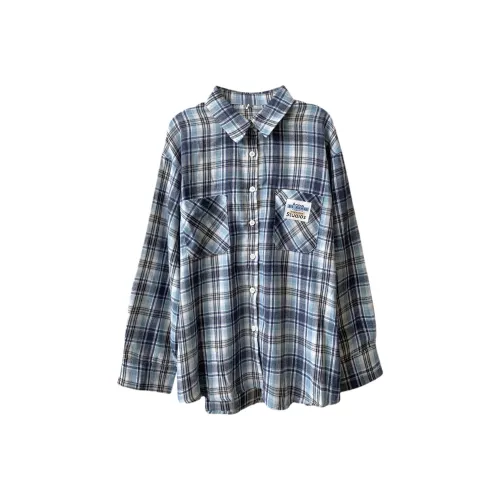 DDXZXIZI Серый Синий Женская Рубашка