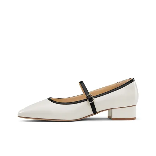 7or9 Oqiao Торт Грубый каблук Туфли Мэри Джейн 3,5 см Женские Белые Черные