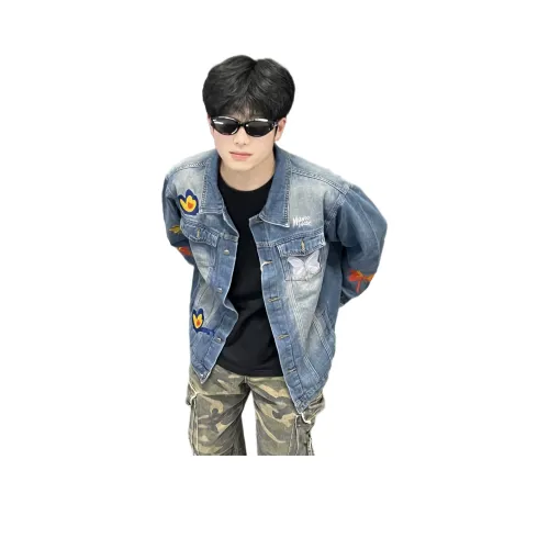 SAGP Вышитый Синий Унисекс Джинсовые Куртки