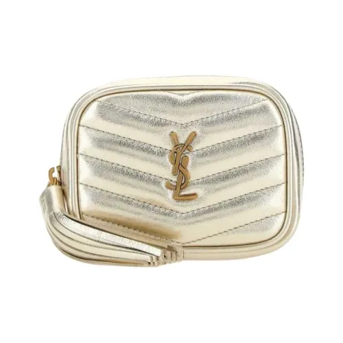 SAINT LAURENT LOU Сумка через плечо из телячьей кожи бананка женская золотая