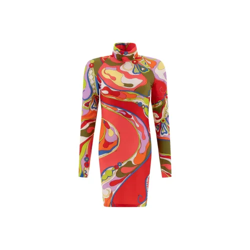 EMILIO PUCCI Red Женские Длинные Платья с Длинными Рукавами
