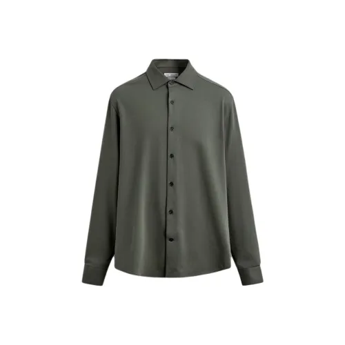 ZARA Светлый хаки Мужские рубашки