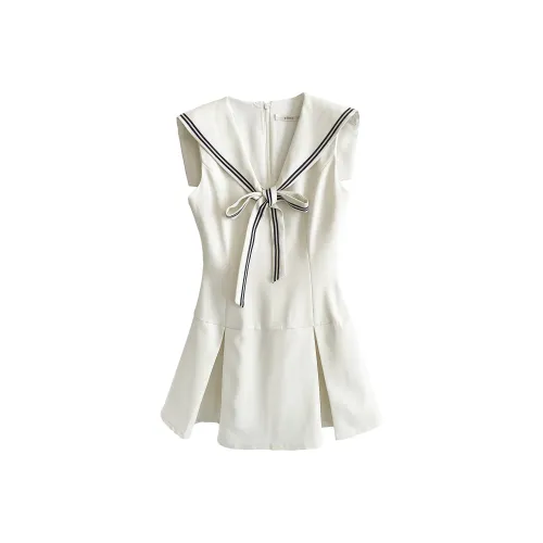 OUBO Экрю Женские Платья без рукавов