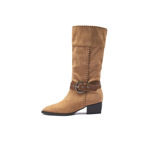 AGSDON Высокие сапоги до колена 5 см женские