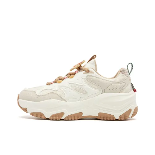 QIAODAN Donut Shoes Повседневная обувь Низкий топ Айвори Белый Пыльный Земляной хаки Женский