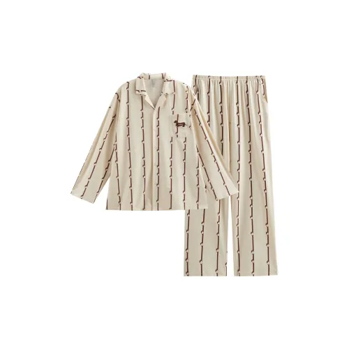 Same Language Пижамный комплект Мужской Теплый Абрикос Полосы