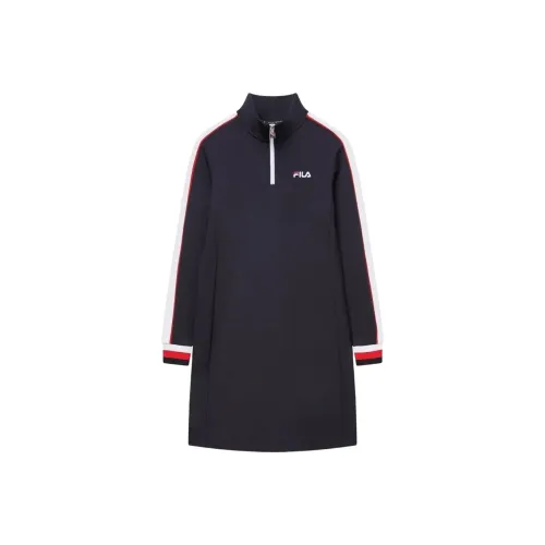 FILA Белый Морской Синий Женские Длинные Рукава Платья